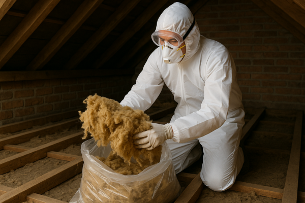Professional loft insulation installation team working in Manchester home