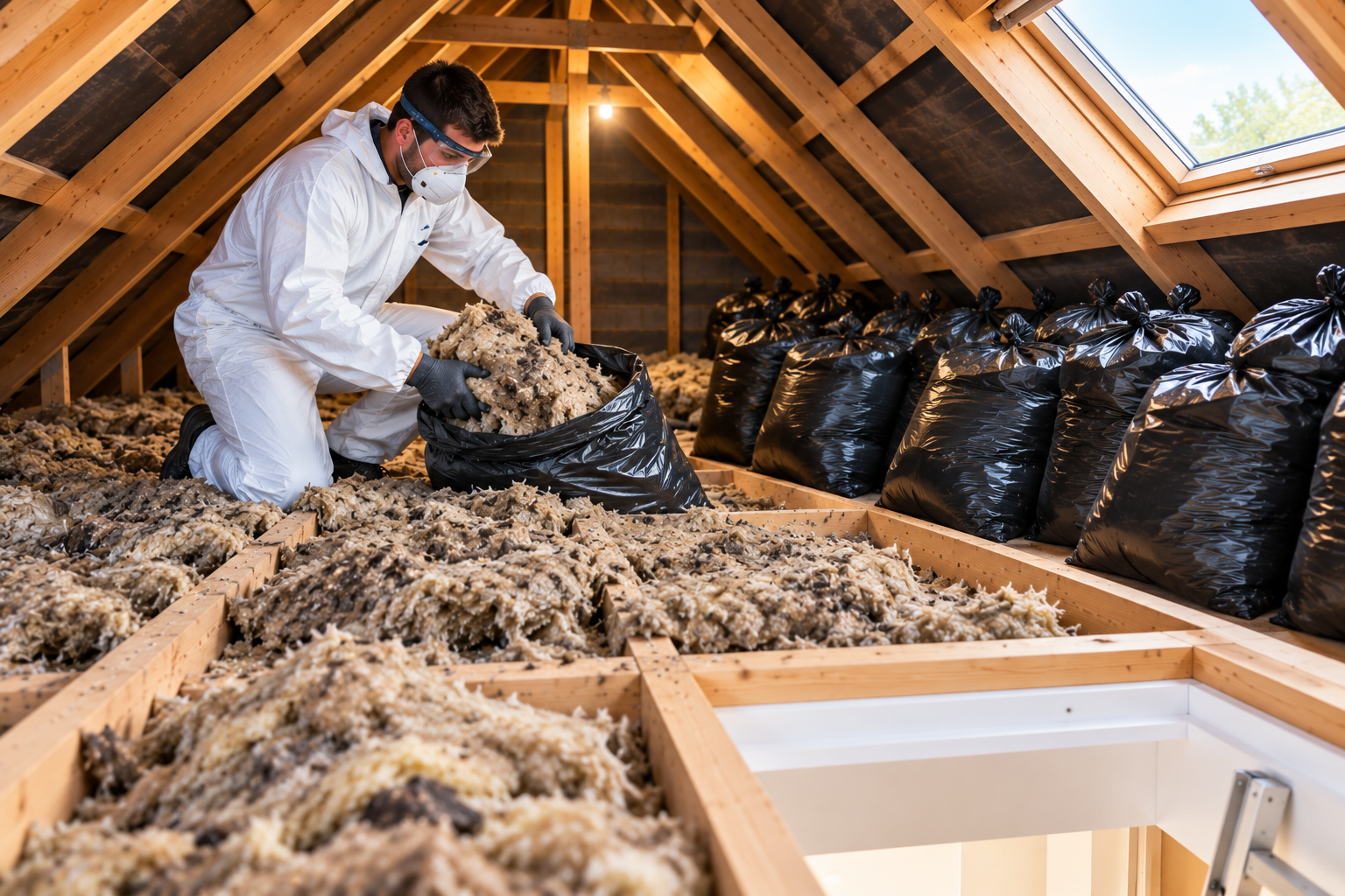 Small loft cleared of old insulation back to the joists